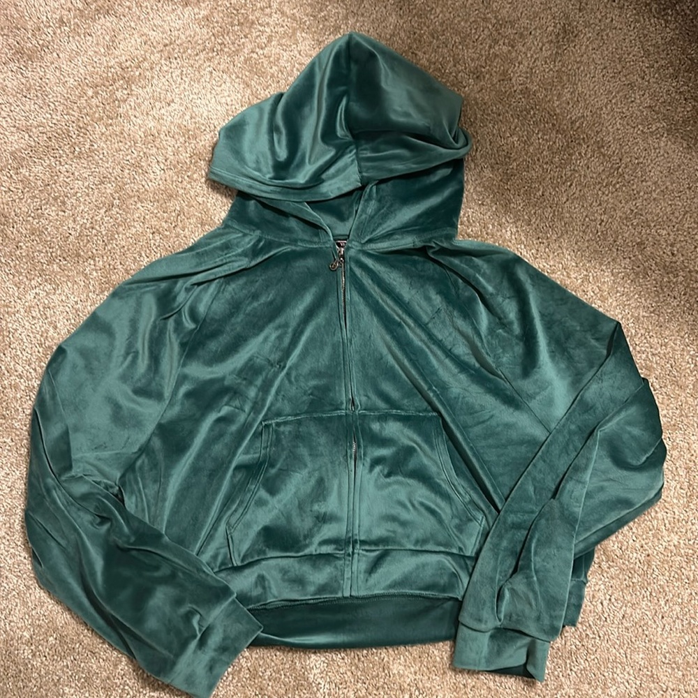 Green velvet victoria’s secret zip up jacket